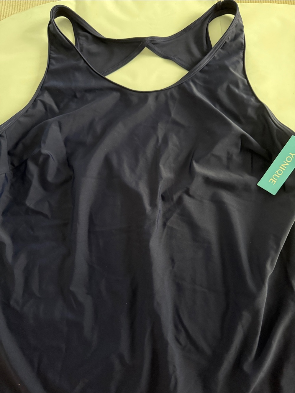 NWT Yonique swim Top cover Navy Size XL